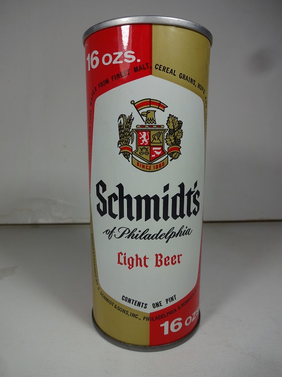 Schmidt's Light Beer - 16oz - SS - enamel w 'Reminder' - T/O - Click Image to Close